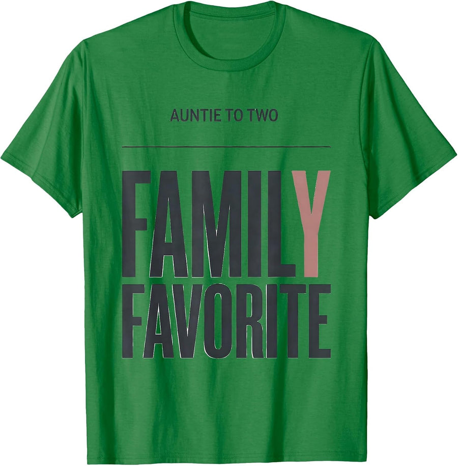 Men's Auntie to Two Family Favorite Funny Aunt Godmother Humor T-Shirt - Kelly Green