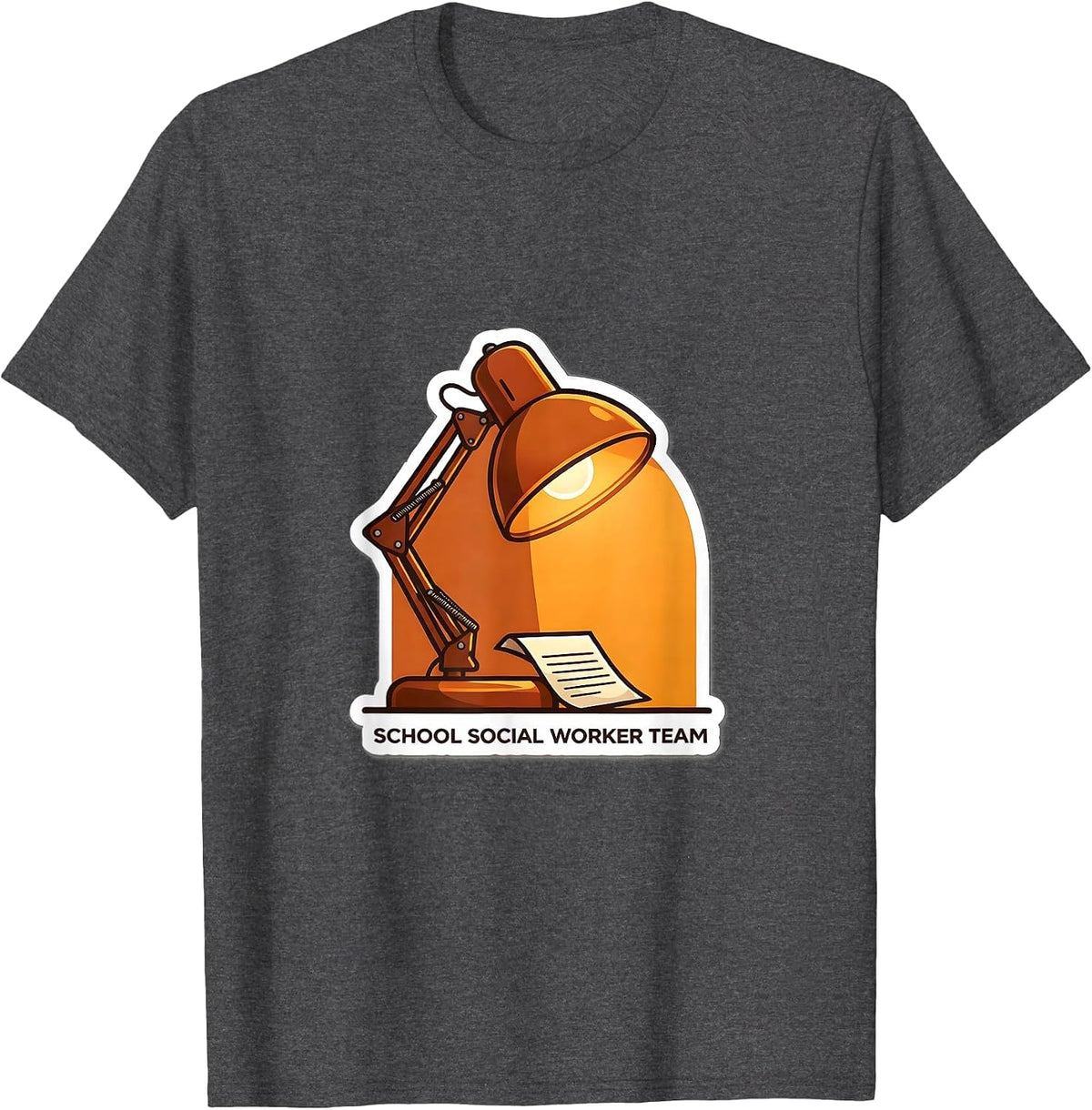 School Social Worker Team Sticker Style Staff Appreciation T-Shirt - Dark Heather Grey