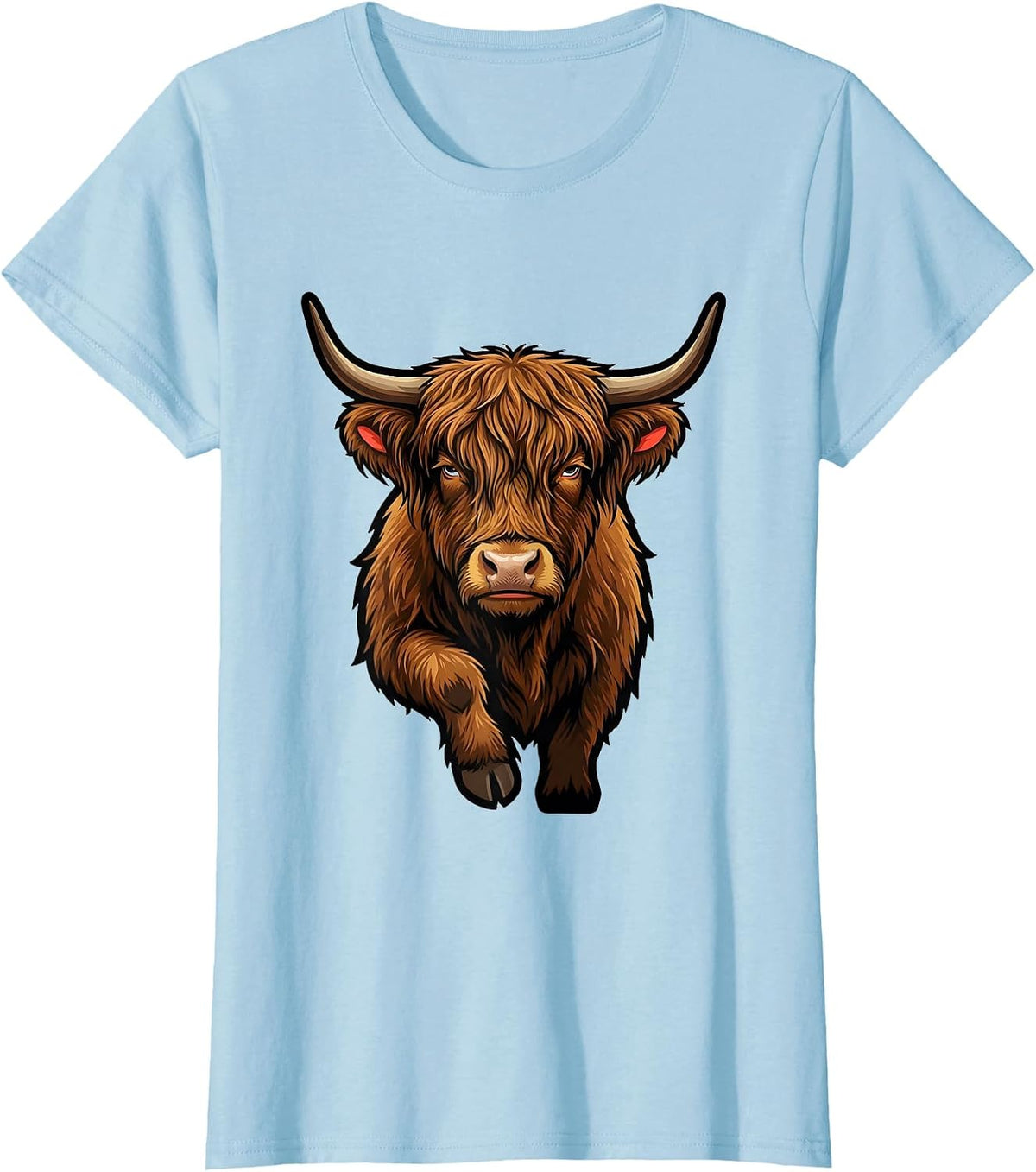 Compact Highland Cow Bust Sassy Cute Farm Animal Humor T-Shirt - Baby Blue