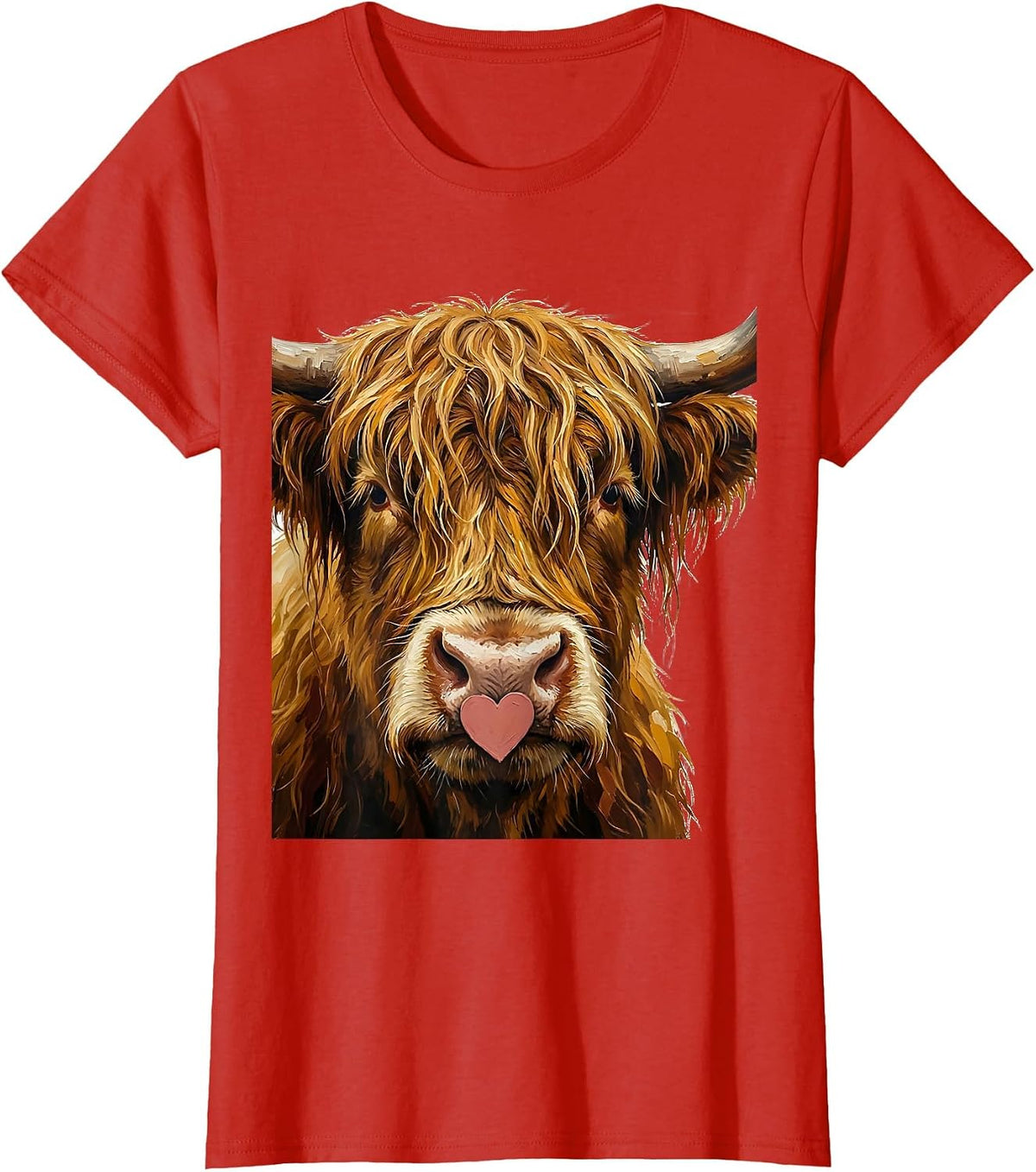 Women's Highland Cow Farm Animal Humor Funny Farm Lover T-Shirt - Red