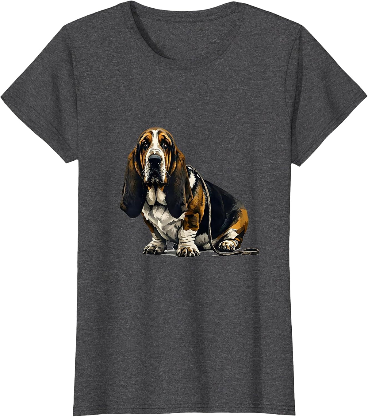 Women's Basset Hound Speed Bump Funny Dog Lover Gift T-Shirt - Dark Heather Grey