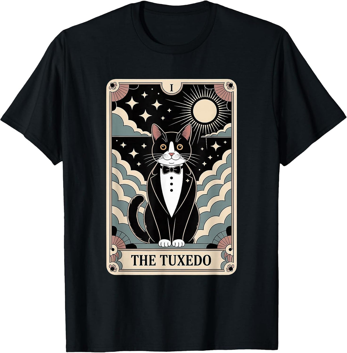 Tarot Card Cat Halloween The Tuxedo T-Shirt - Black