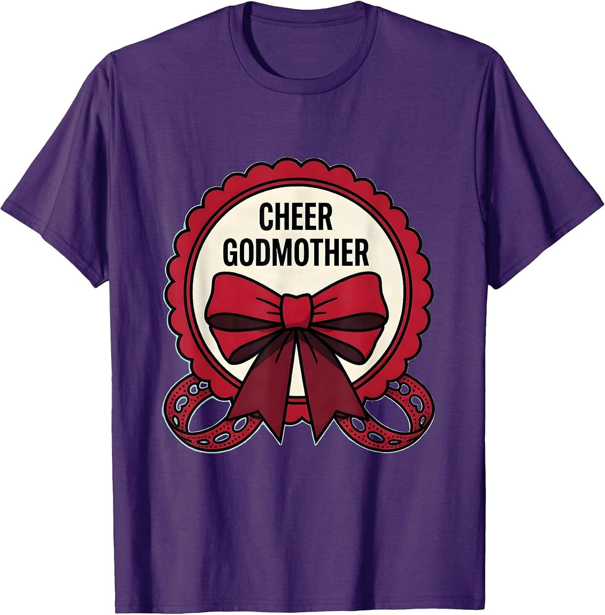 Men's Cheer Godmother Coquette Bow Sport Cheerleader Cheer Mom T-Shirt - Purple