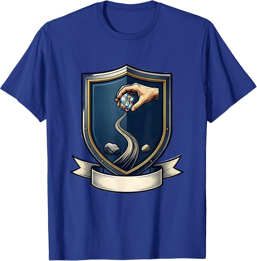 Heraldic Shield Rock Collector Emblem Geology Humor T-Shirt - Royal Blue