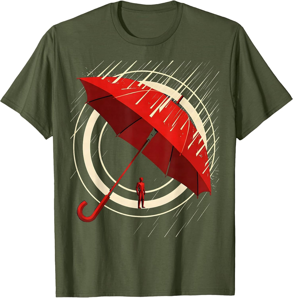 Men's Social Worker Umbrella Shield Graphic Design T-Shirt - Olive Green