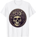 Men's Mardi Gras Skull Floral Crown Purple Gold T-Shirt - White