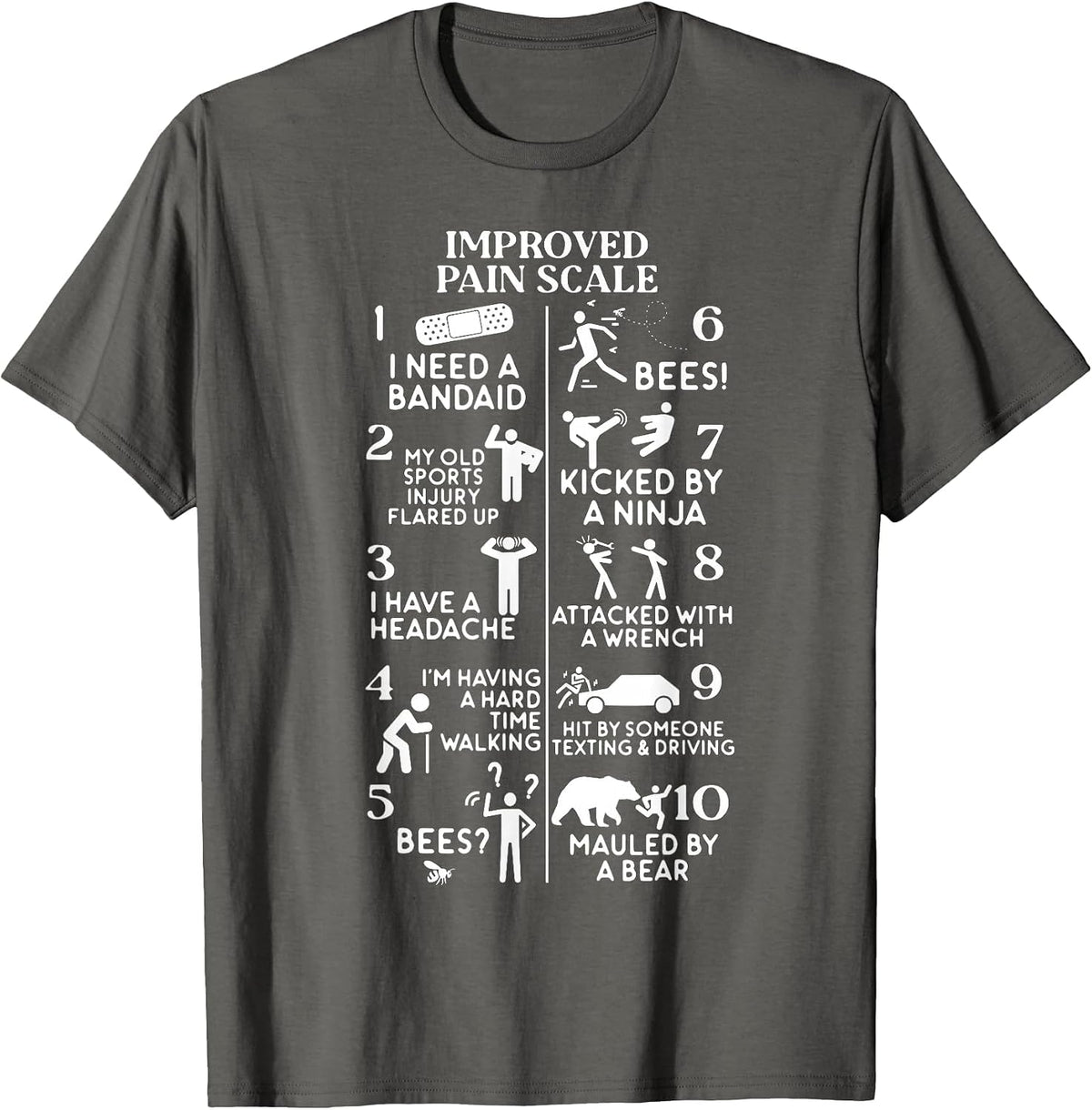 Physical Therapy Improved Pain Scale Ortho Rehab Massage PT T-Shirt - Asphalt Grey