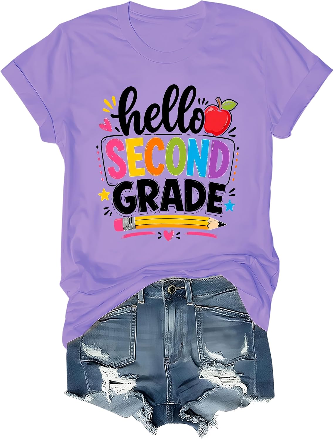 Hello Second Grade Shirt 2st Grade Teacher Back to School T-Shirt - Purple