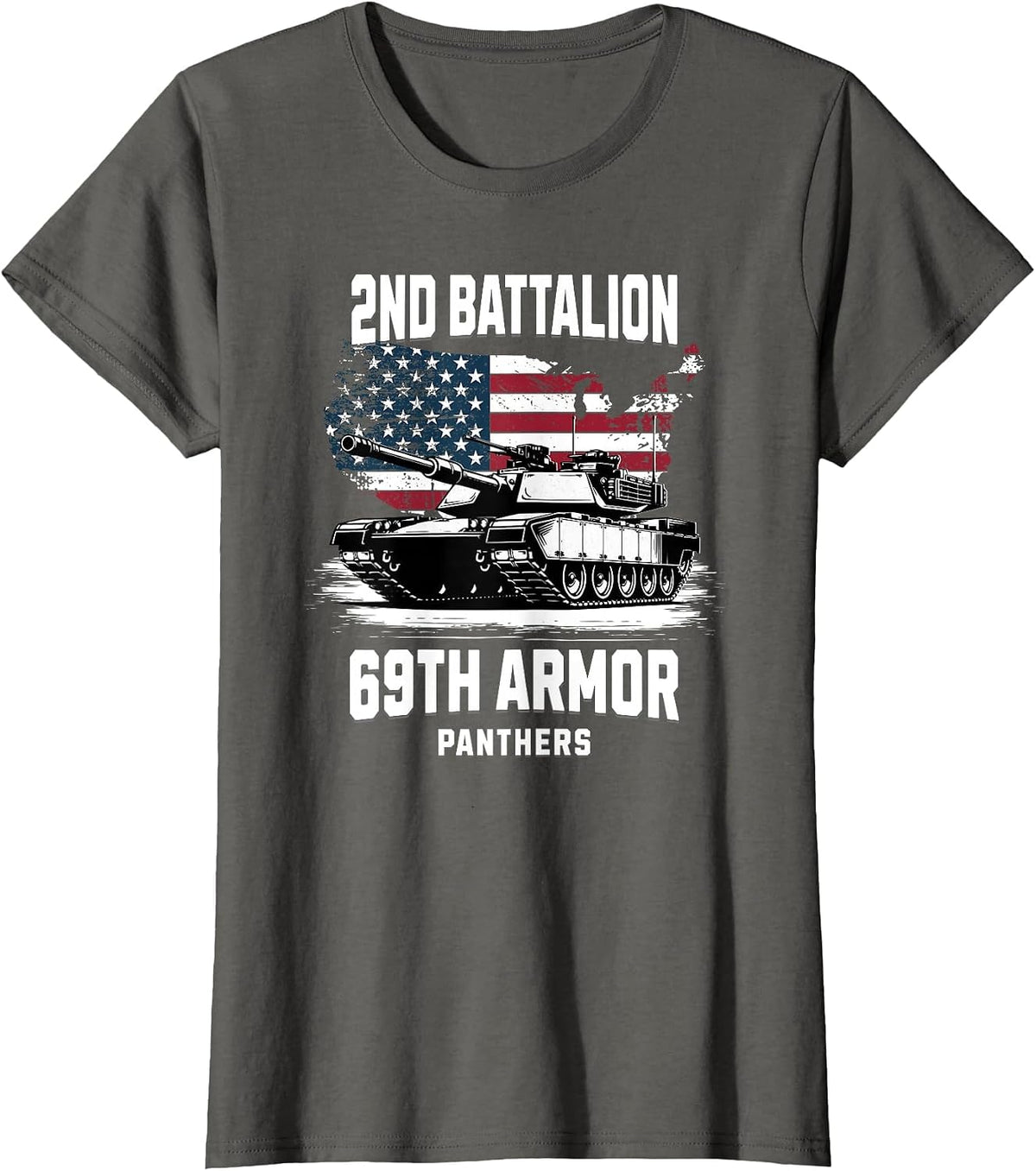 2nd Battalion 69th Armor M1 Abrams Tank Military Veteran T-Shirt - Asphalt Grey