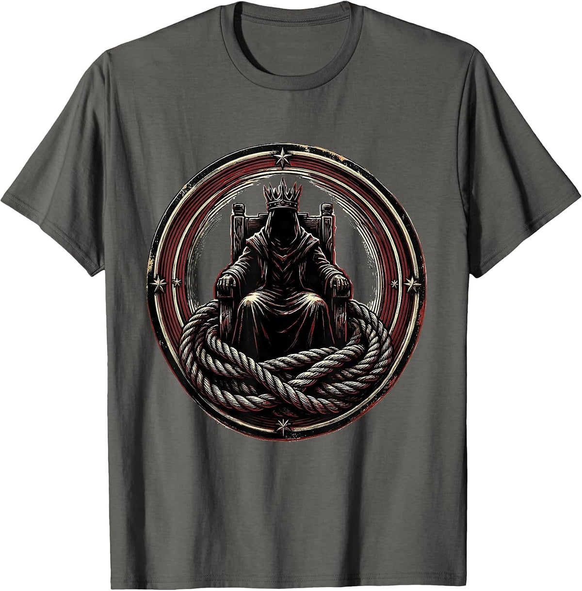 Men's Chaos Coordinator Crowned Throne Graphic Tee T-Shirt - Asphalt Grey