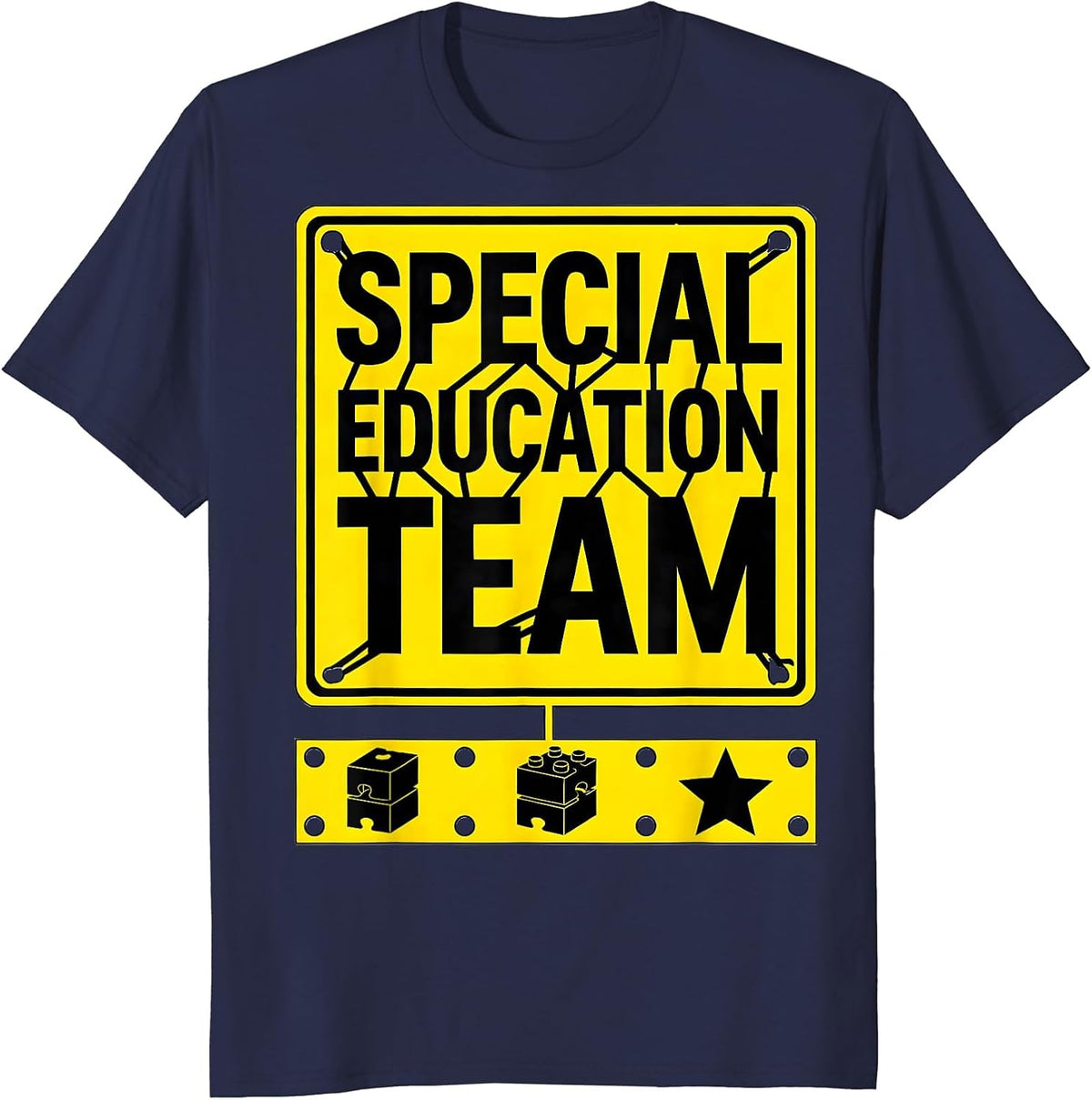 Special Education Team Stencil Graphic Teacher Humor Gift T-Shirt - Navy Blue