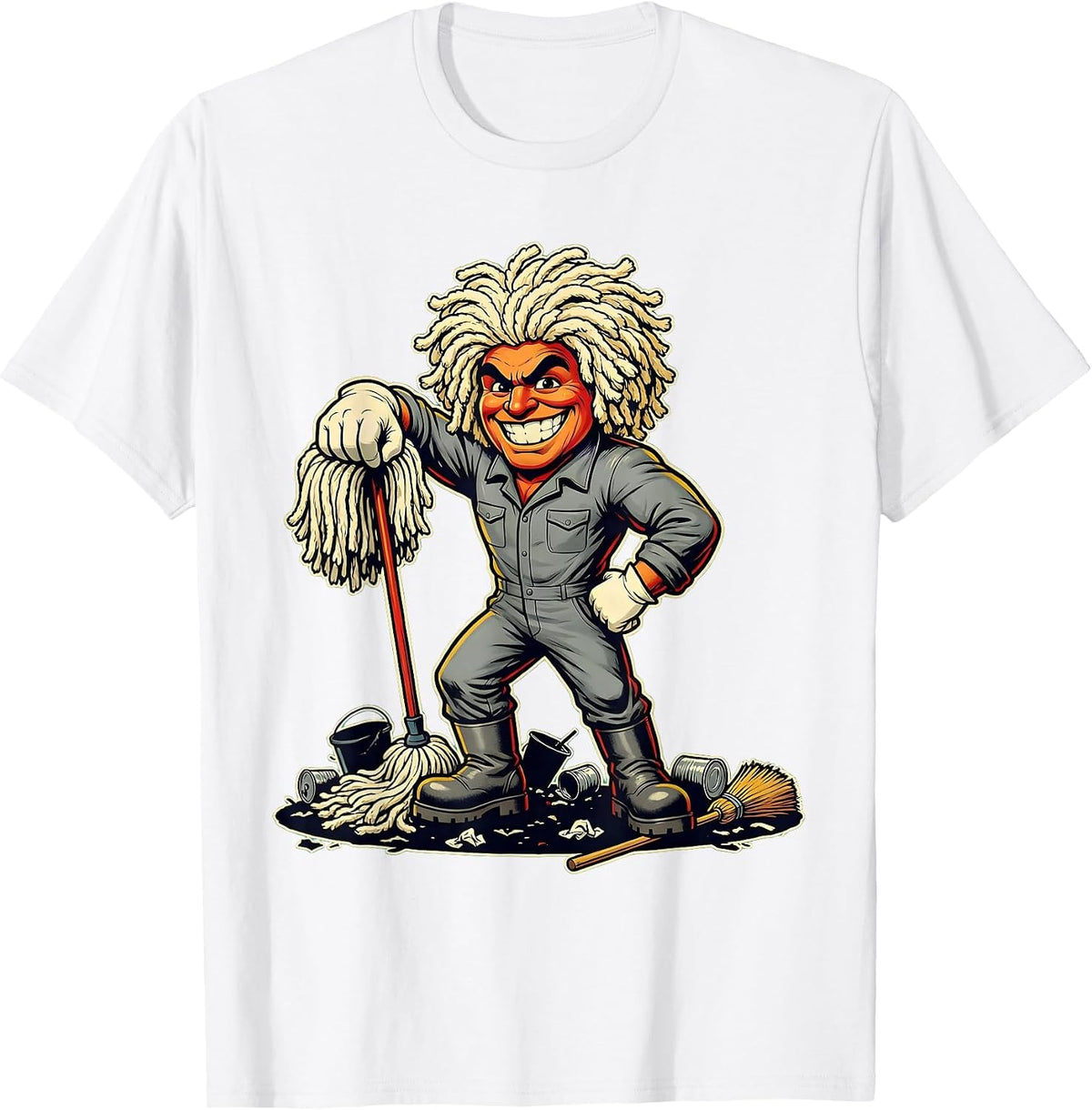 Men's Chaos Coordinator Janitor Battlefield Graphic T-Shirt - White