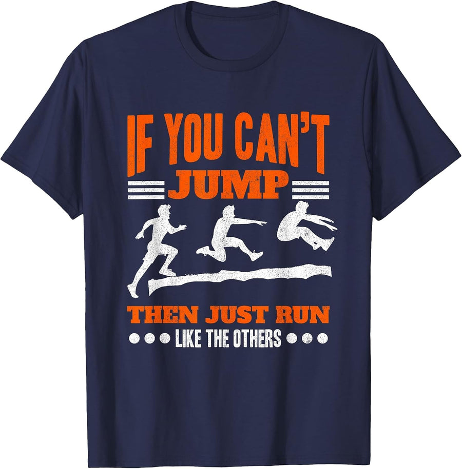 Long Jumping Triple Jumper Track and Field Long Jump T-Shirt - Navy Blue