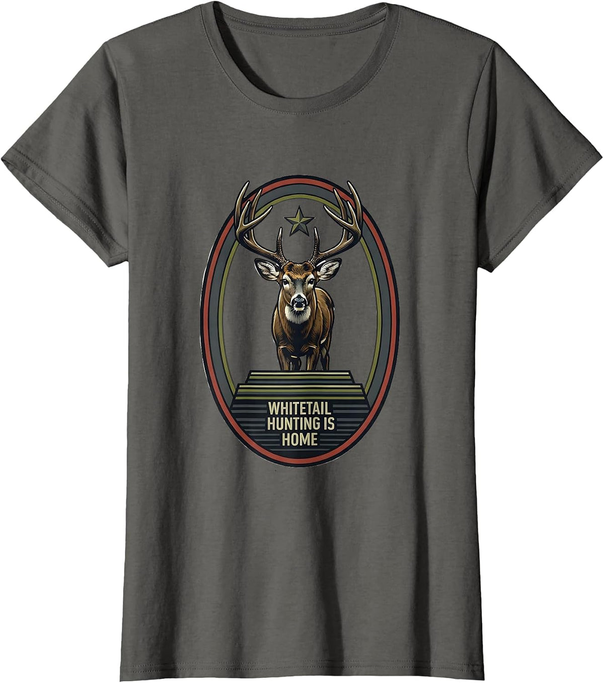 Women's Whitetail Hunting Is Home Patriotic Camo Hunter Dad Gift T-Shirt - Asphalt Grey