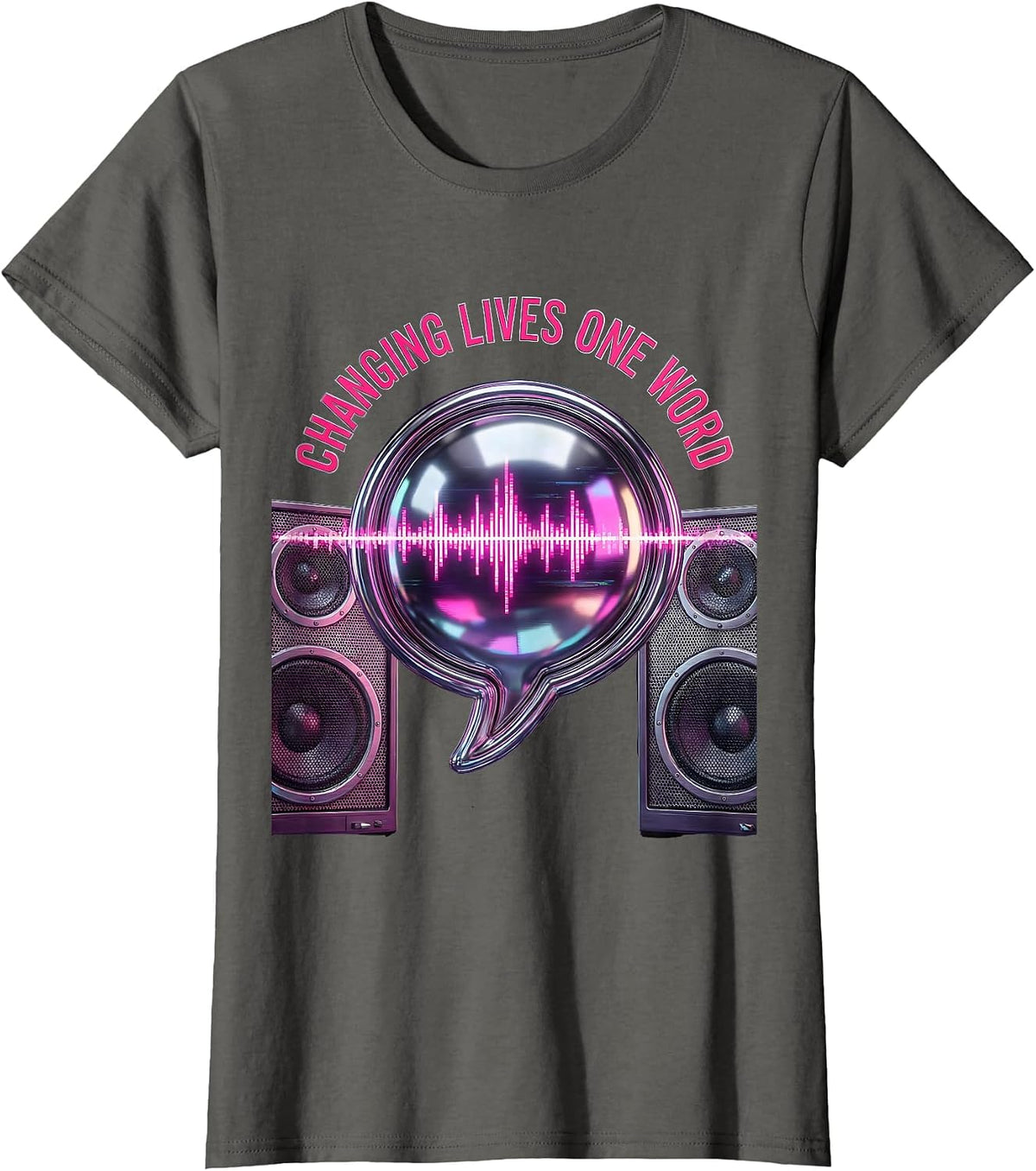 Women's Changing Lives One Word Speech Therapy Design T-Shirt - Asphalt Grey