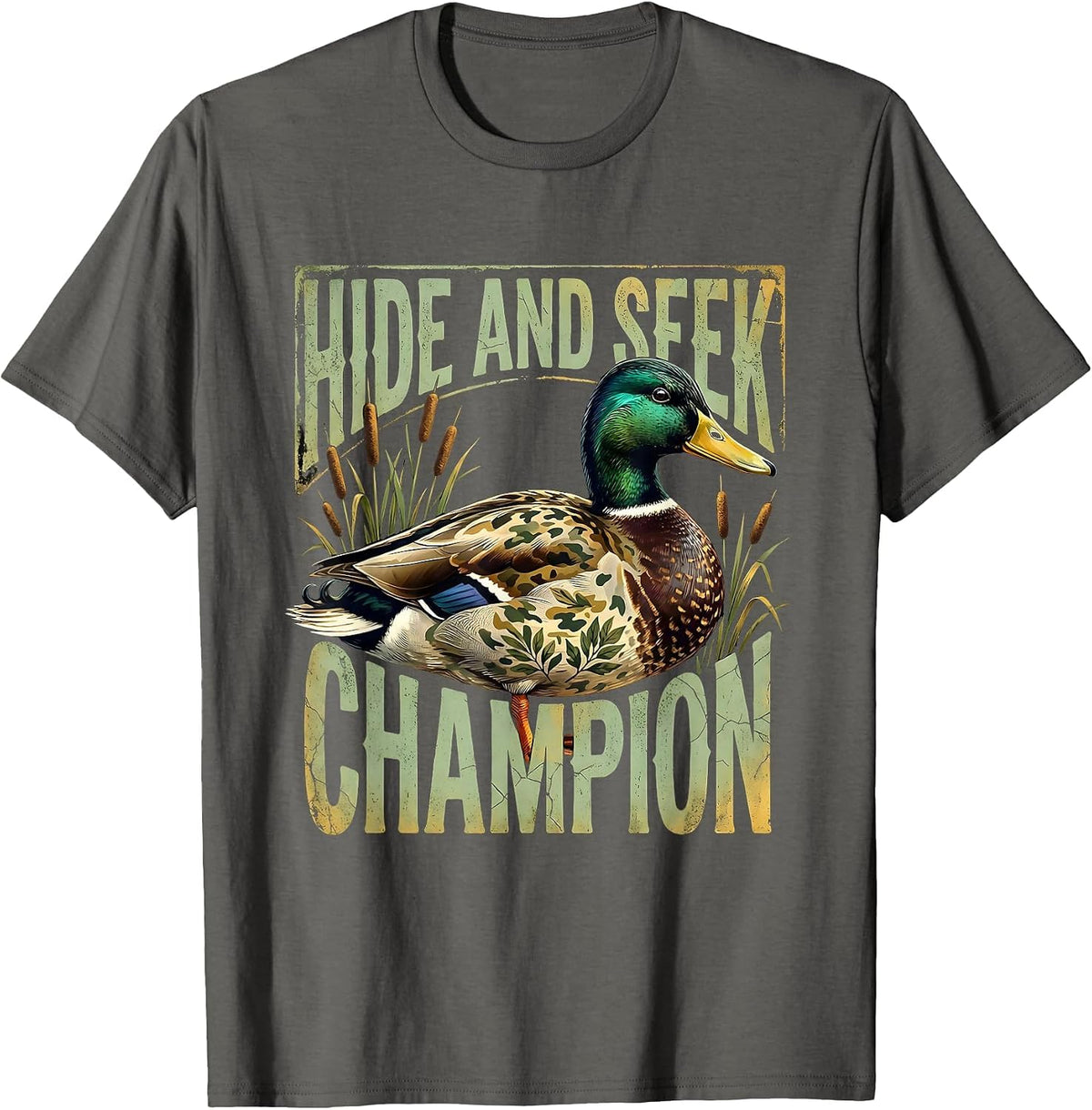 Men's Duck Camo Hide and Seek Champion Design T-Shirt - Asphalt Grey