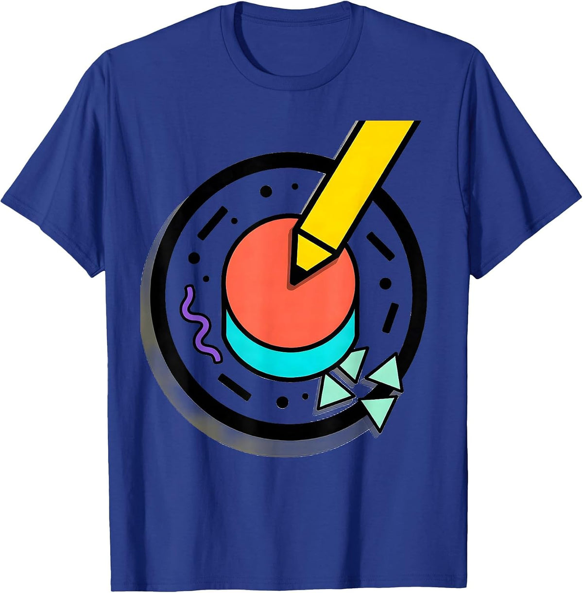 First Dot Pencil Tip Blank Page Graphic Design T-Shirt - Royal Blue