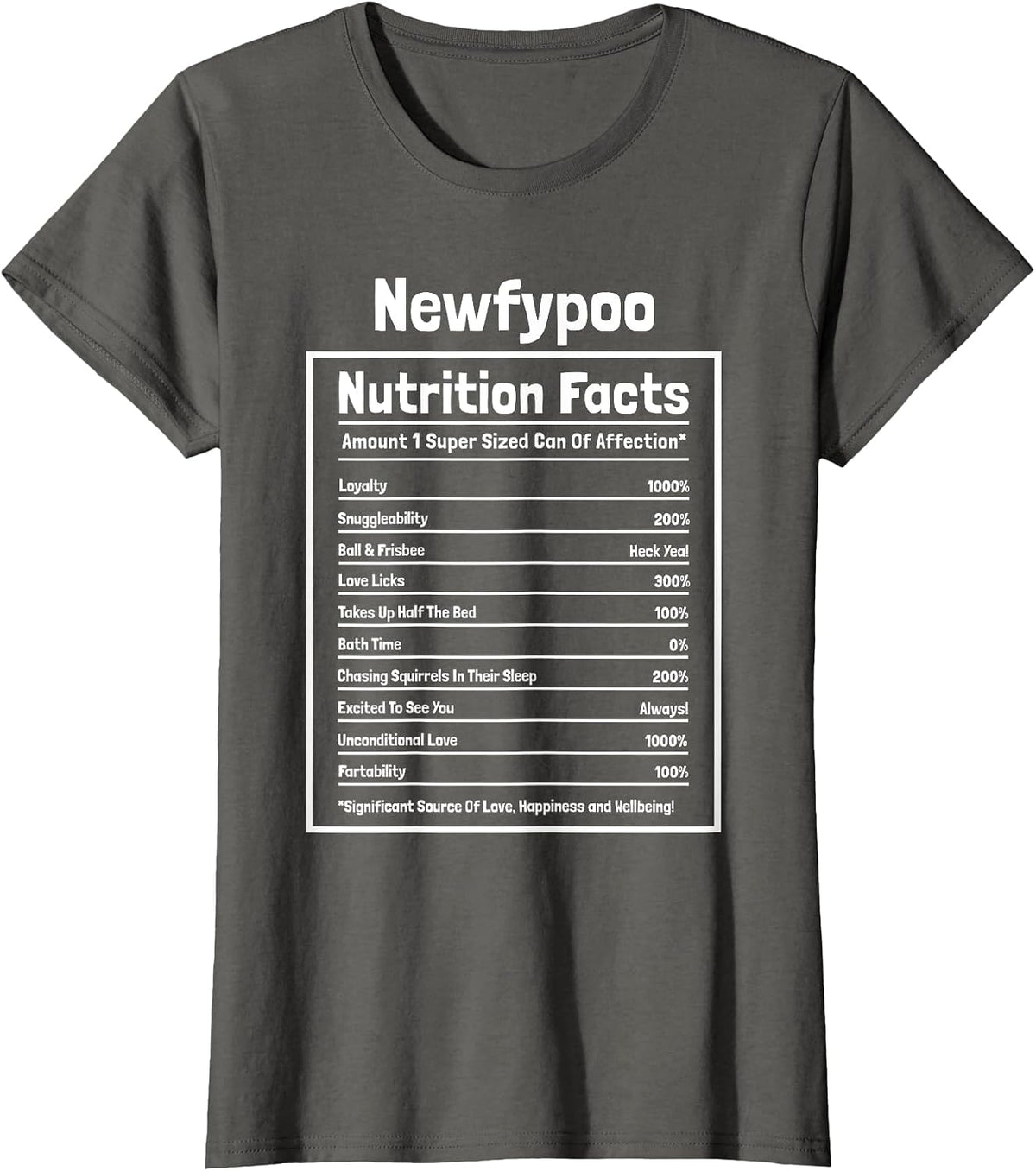 Newfypoo Nutritional Facts Funny Dog T-Shirt - Asphalt Grey