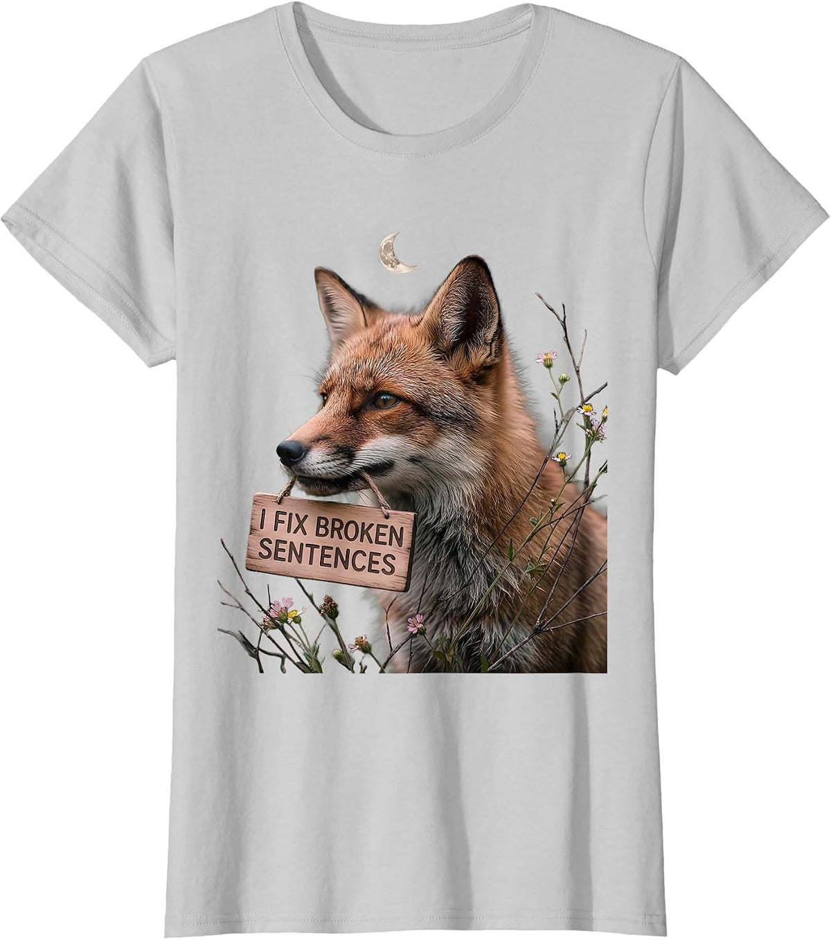 Women's I Fix Broken Sentences Speech Therapy Design T-Shirt - Silver Grey