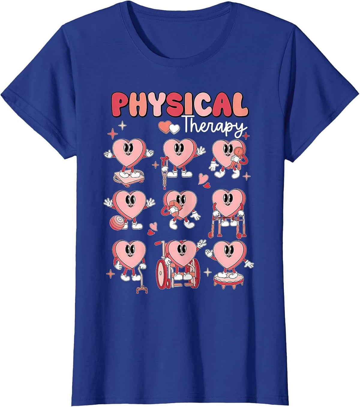 Physical Therapy Cute Candy Heart Valentines PT Therapist T-Shirt - Royal Blue