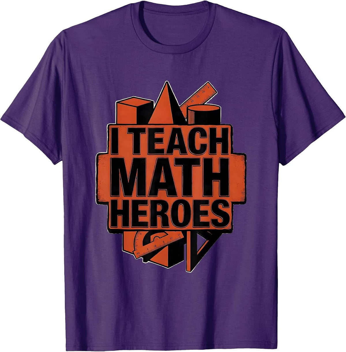I Teach Math Heroes Funny Teacher Gift Back To School T-Shirt - Purple