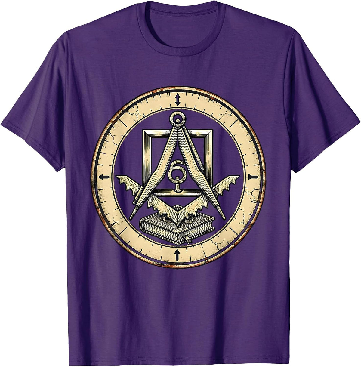 Men's Sealed Masonic Badge Distressed Freemason Fraternal Pride T-Shirt - Purple