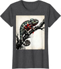 Women's Chameleon on Branch Vibrant Color Change Art T-Shirt - Dark Heather Grey
