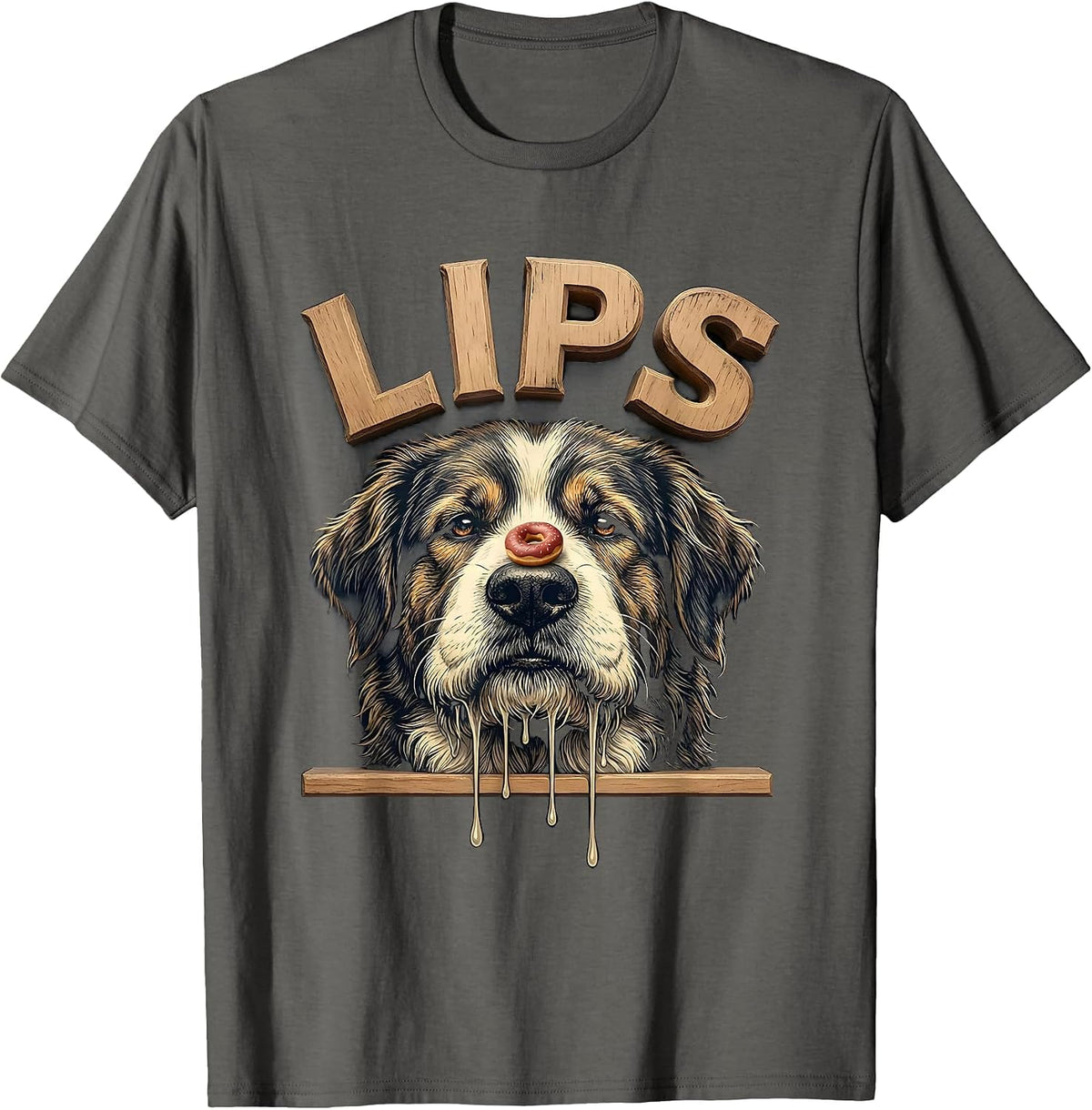 Men's LIPS Funny Newfoundland Dog Jowls Drool Dog Mom Dad T-Shirt - Asphalt Grey