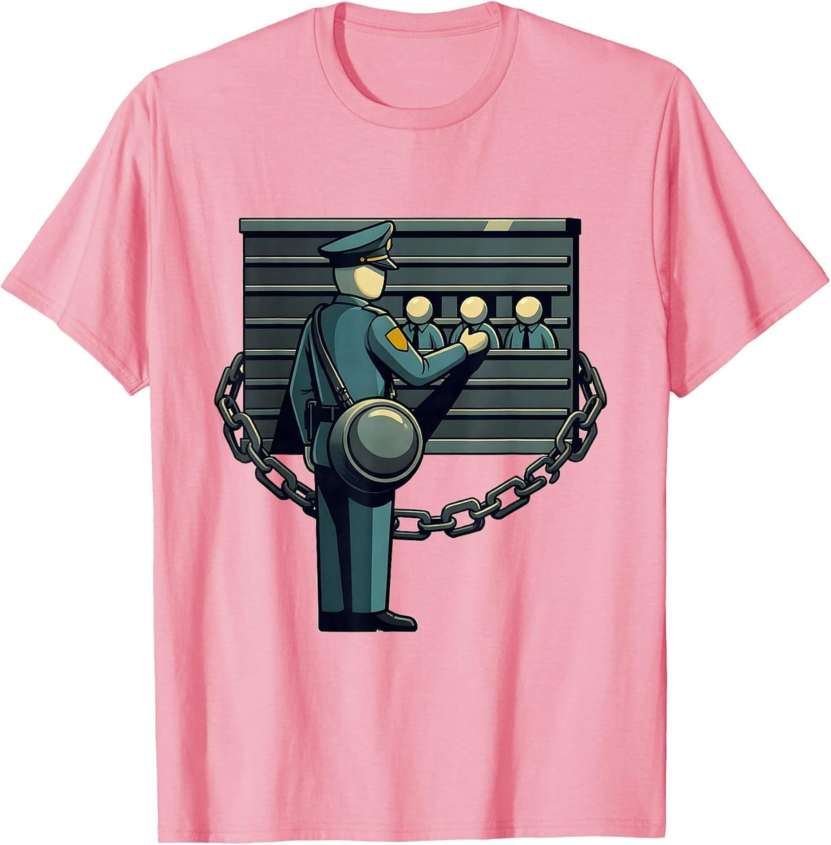 Men's Uniformed Officer Sorting Funny Police Officer Gift T-Shirt - Pink
