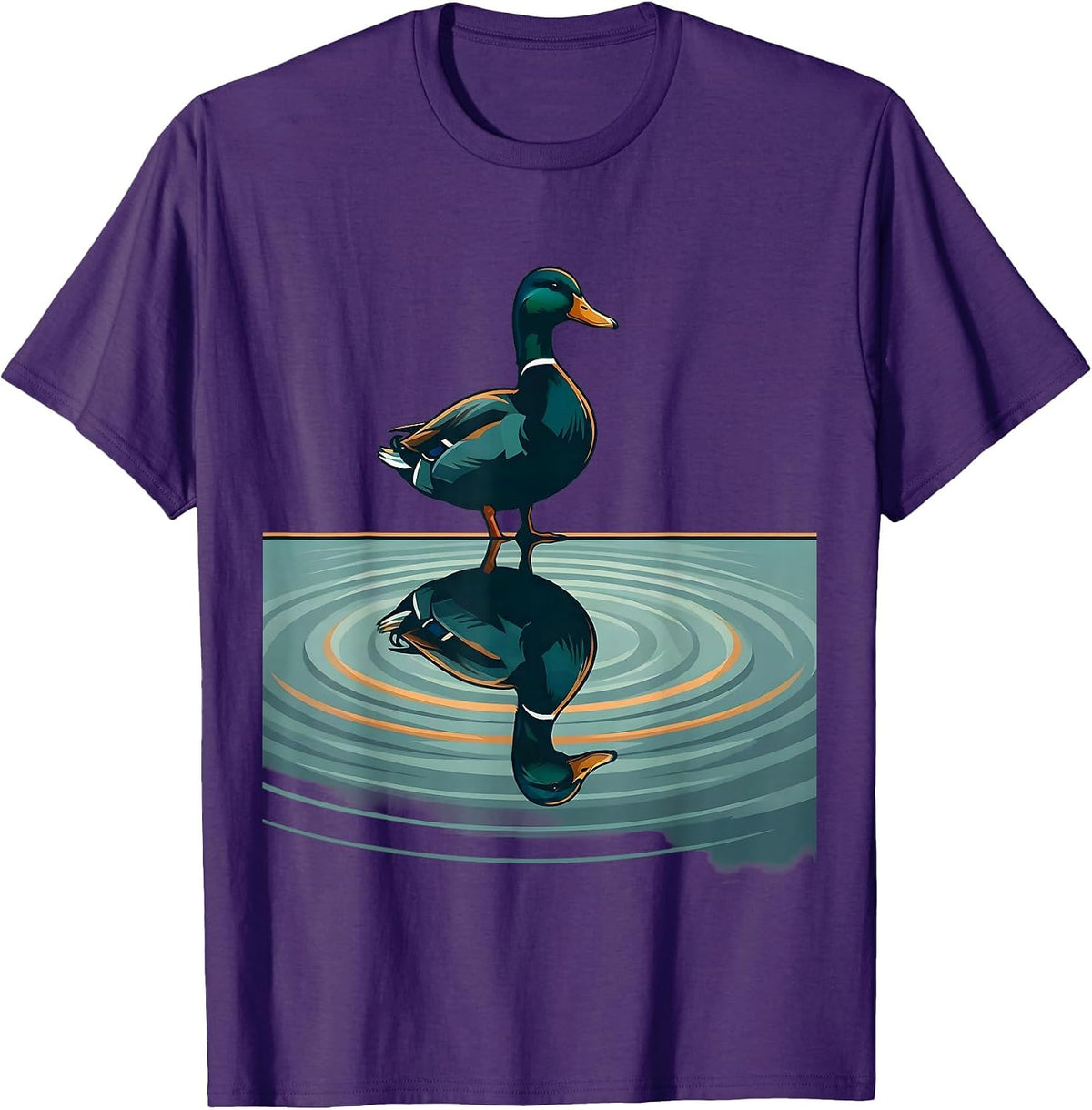Men's Duck Silhouette Reflected on Still Pond Graphic T-Shirt - Purple