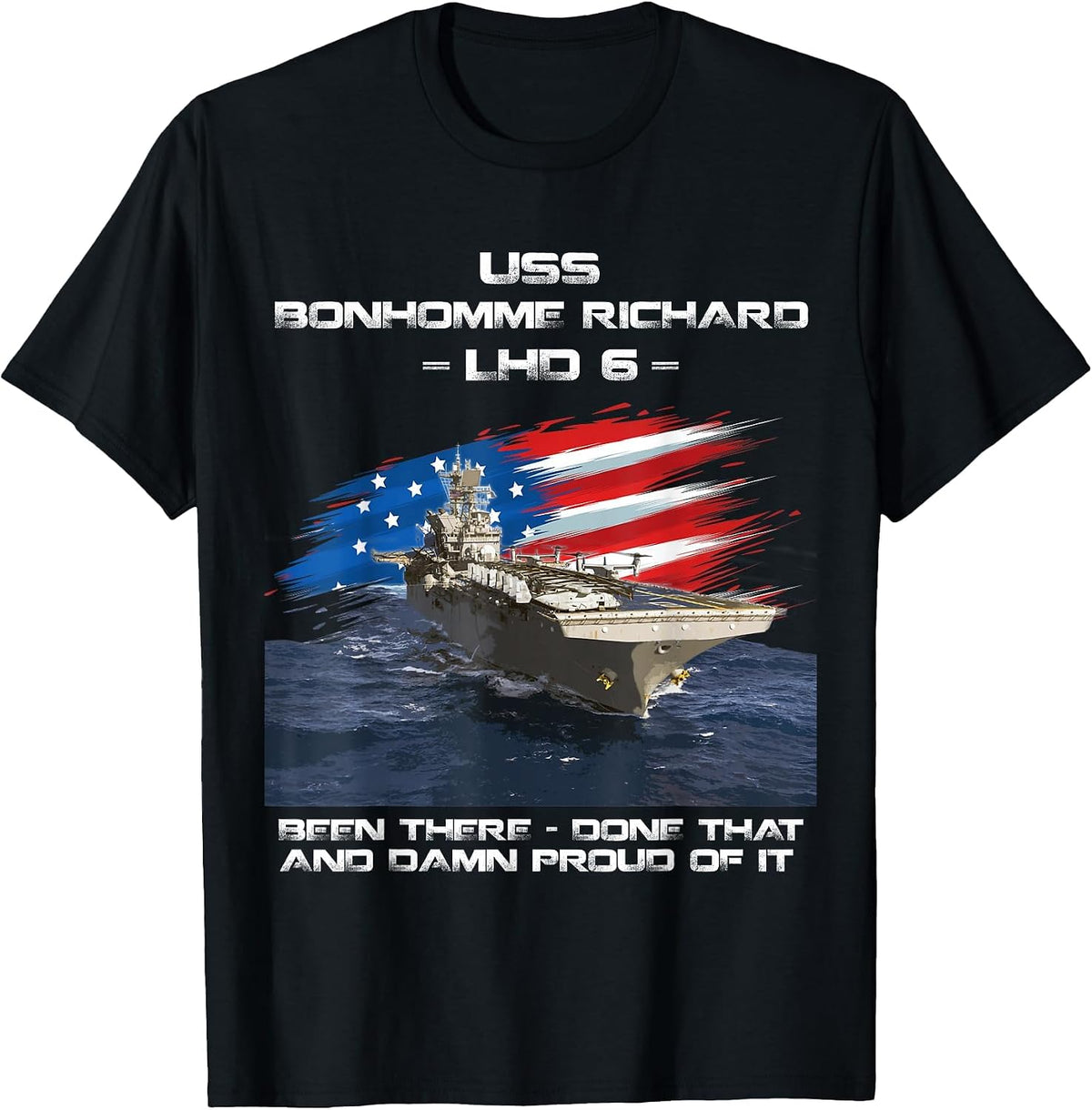 USS Bonhomme Richard LHD-6 Amphibious Storm Ship Veteran T-Shirt - Black