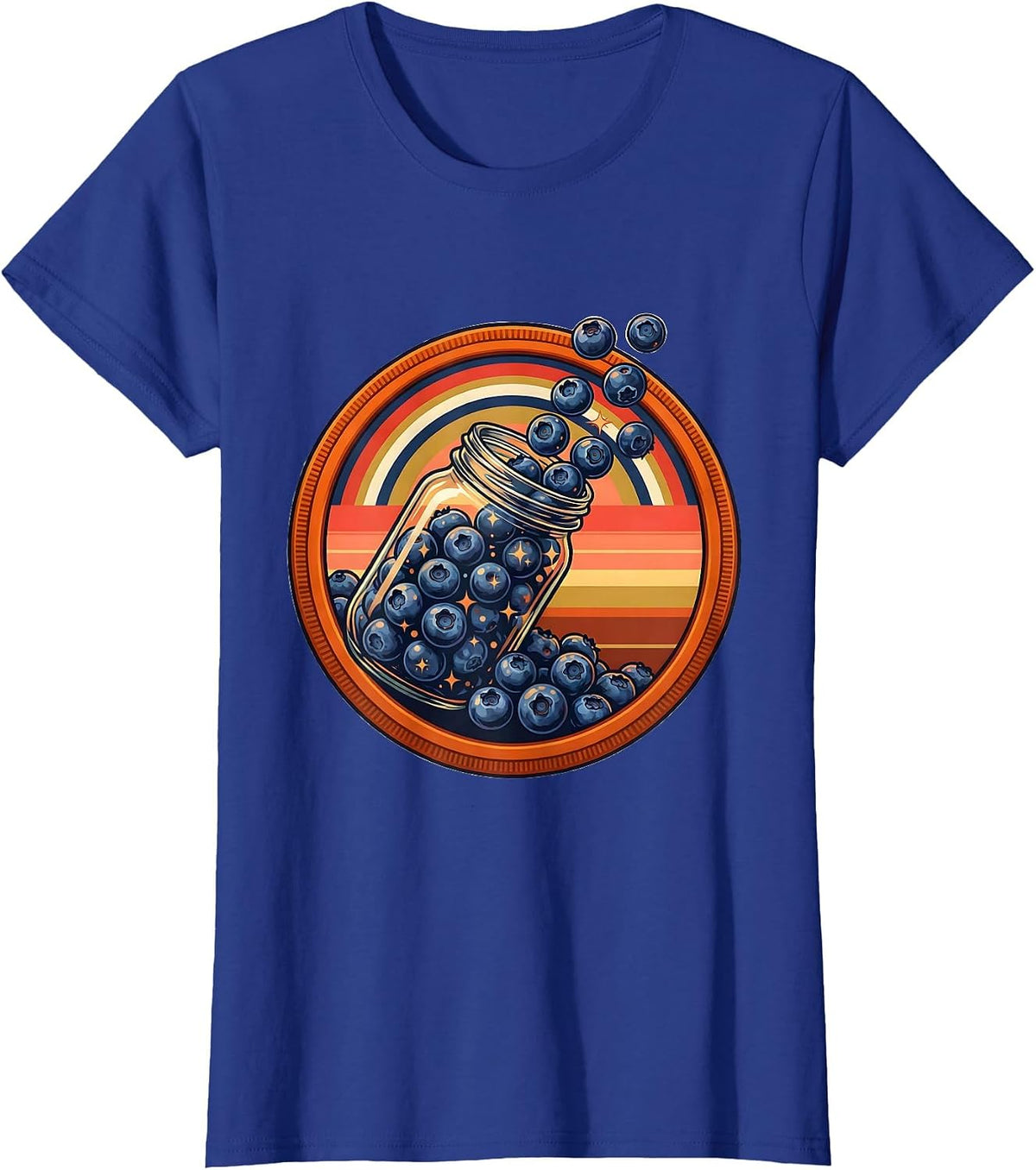 Women's Patriotic Blueberries Tumbling Mason Jar T-Shirt - Royal Blue