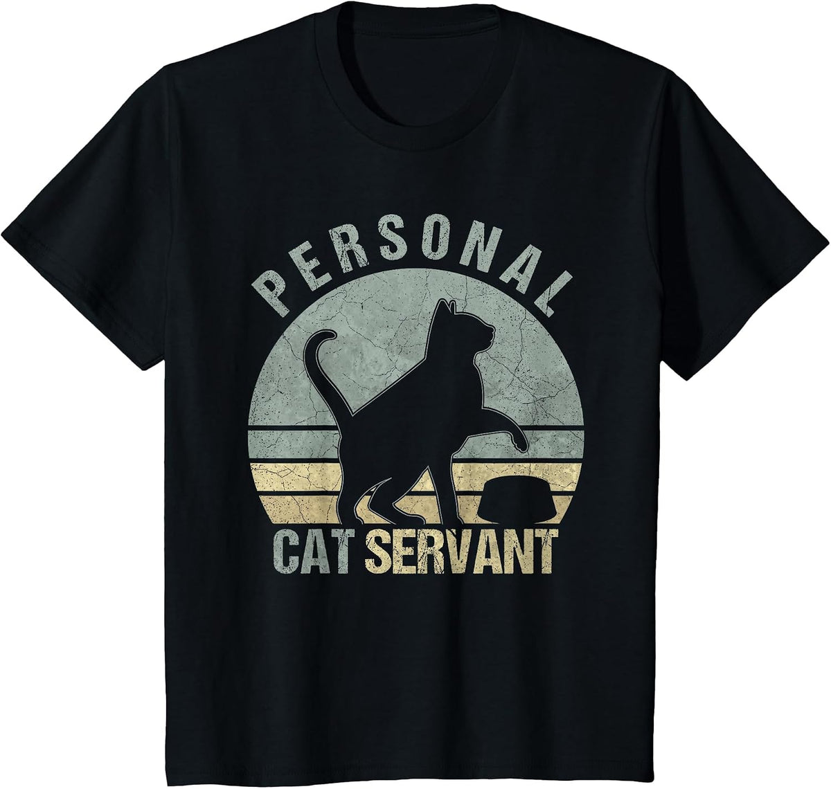 Personal Cat Servant Funny Black Cat Lovers Owners Mom Dad T-Shirt - Black