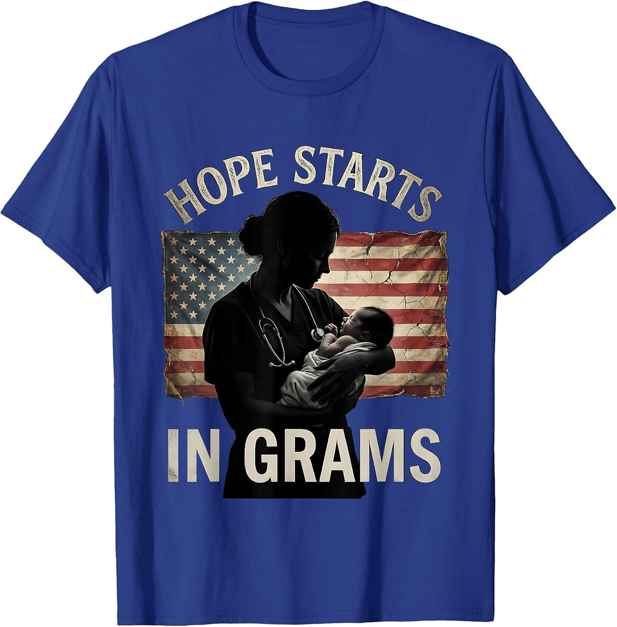 Men's Hope Starts In Grams NICU Nurse Design T-Shirt - Royal Blue