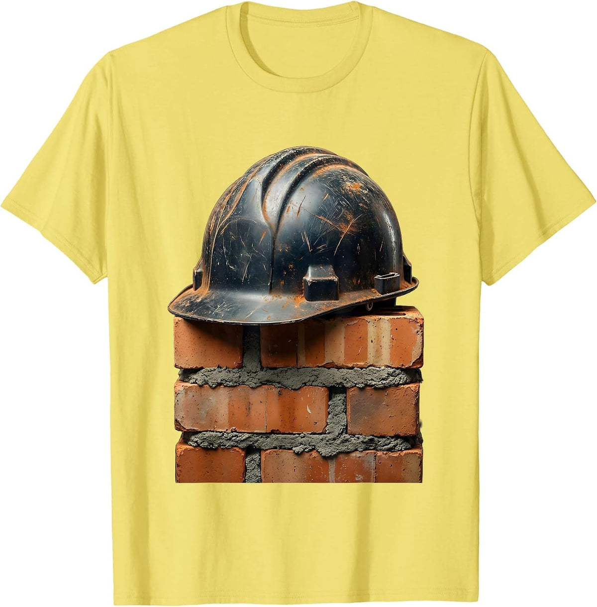 Men's Mason 67 Vintage Hard Hat and Bricks Graphic T-Shirt - Lemon Yellow