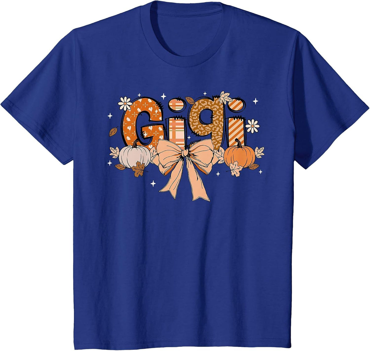 Gigi Pumpkin Fall Coquette Bow Thanksgiving Mom Women T-Shirt - Royal Blue