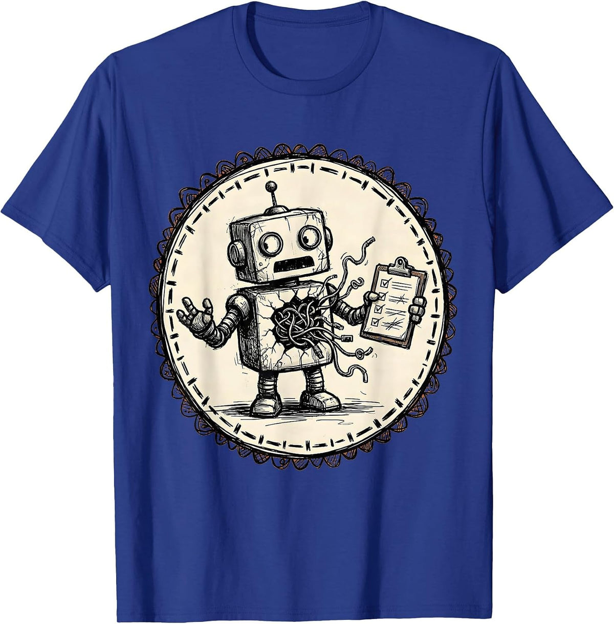 Chaos Coordinator Robot Graphic Tee T-Shirt - Royal Blue