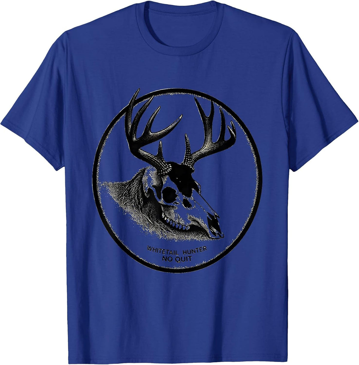 Whitetail Hunter, No Quit Blackwork Dotwork Camo Dad Humor T-Shirt - Royal Blue