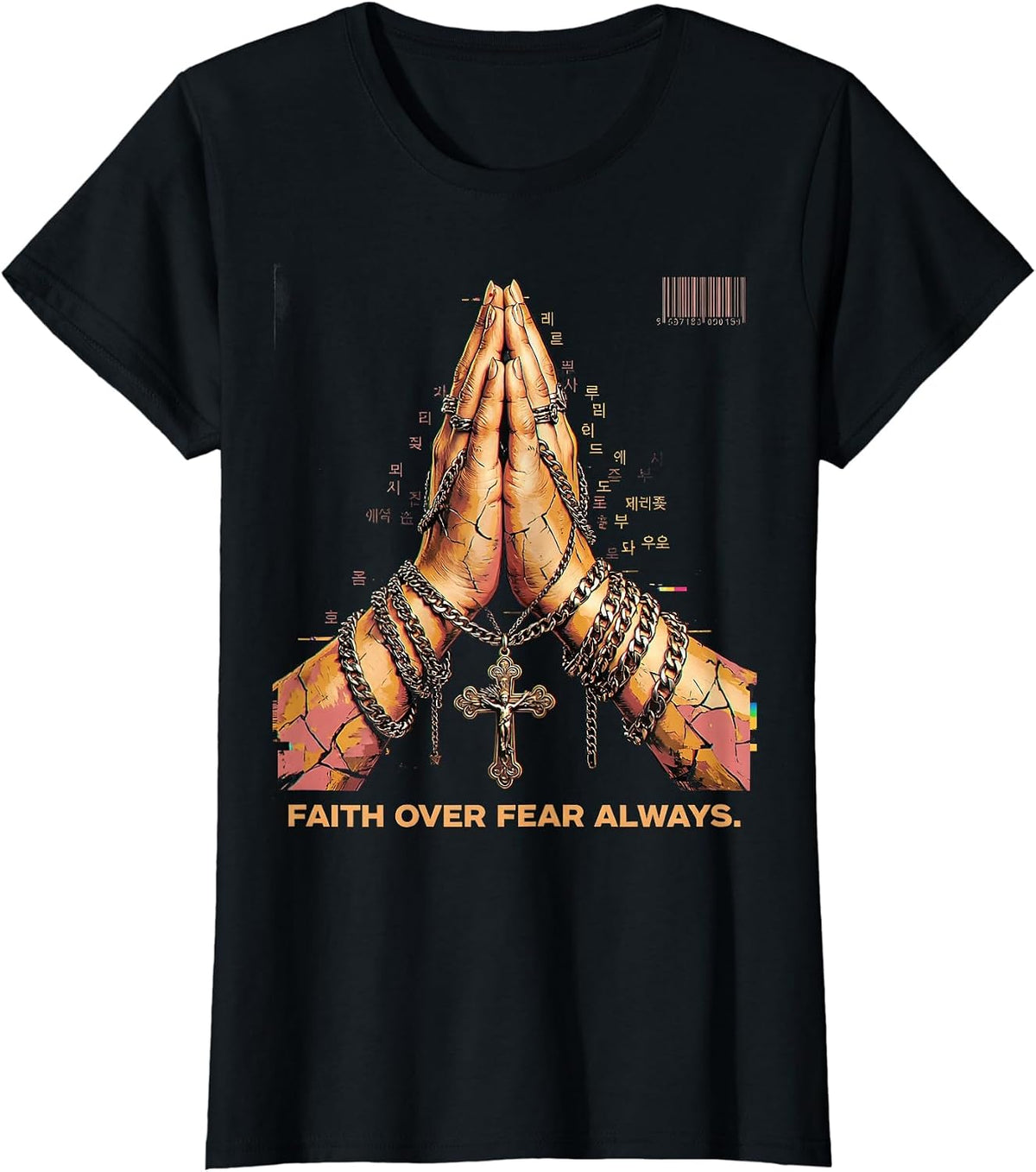 Faith Over Fear Always Love in Faith Design T-Shirt - Black