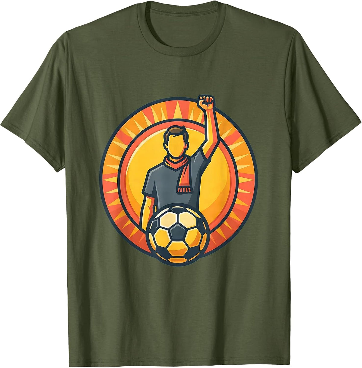 Soccer Dad Fist Pump Sunrise Game Illustration T-Shirt - Olive Green