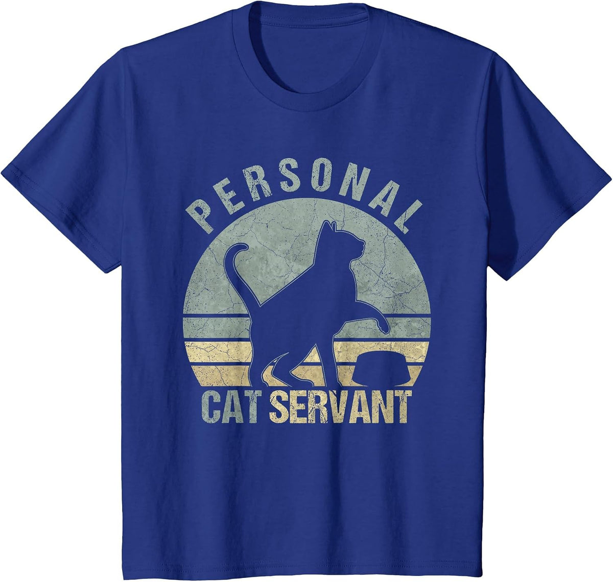 Personal Cat Servant Funny Black Cat Lovers Owners Mom Dad T-Shirt - Royal Blue