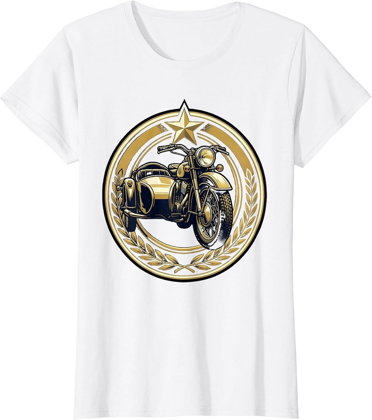 Vintage Police Motorcycle With Sidecar Graphic T-Shirt - White
