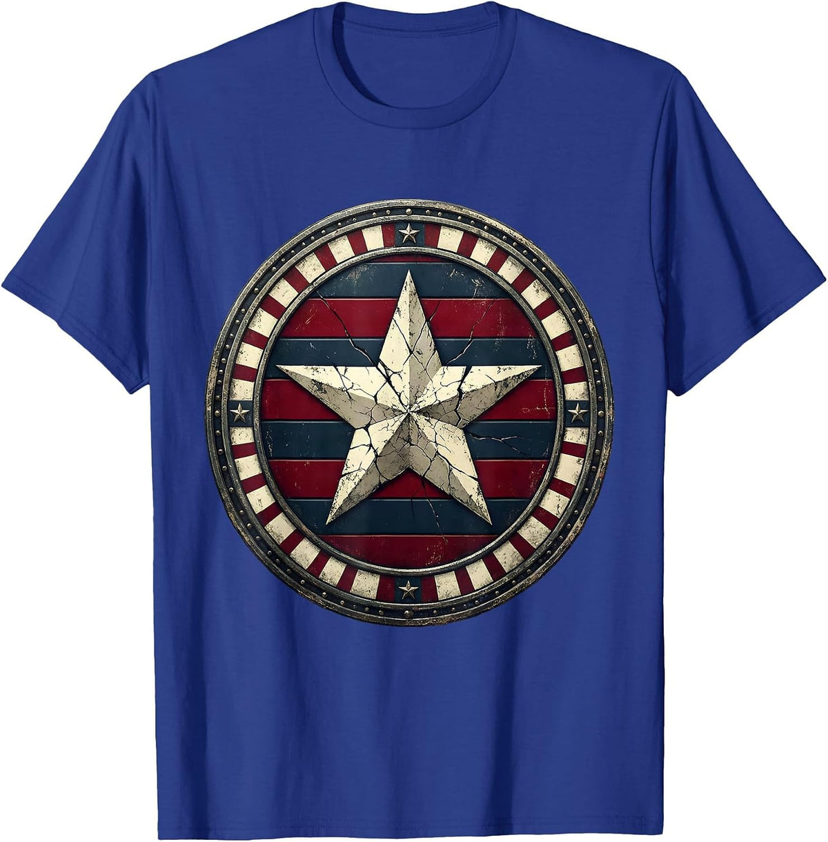 Firefighter American Flag Patriotic Graphic T-Shirt - Royal Blue