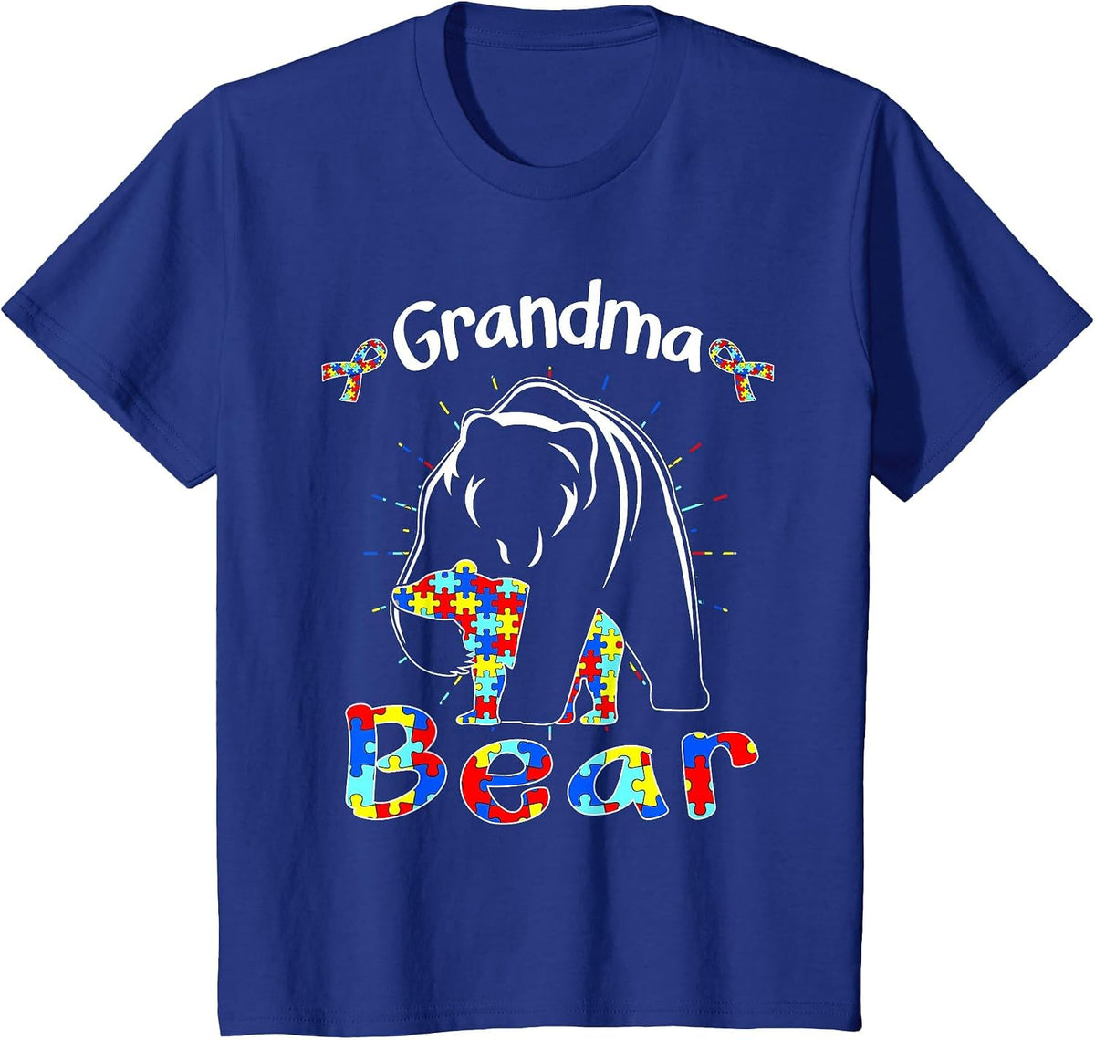 Cute Grandma Bear Autism Awareness Autistic Family Lover T-Shirt - Royal Blue