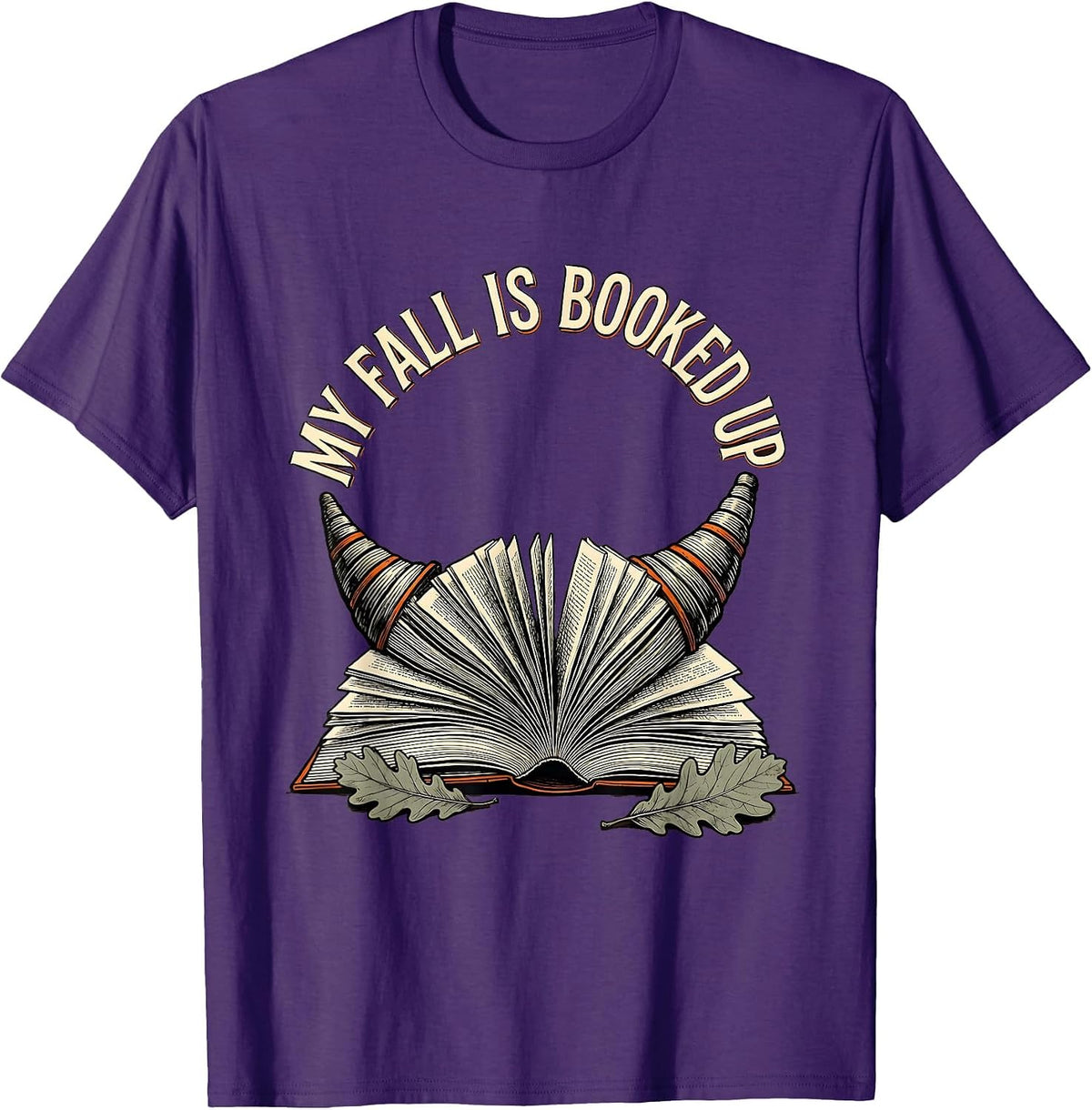 My Fall Is Booked Up Retro Teacher Book Lover Fall Reading T-Shirt - Purple