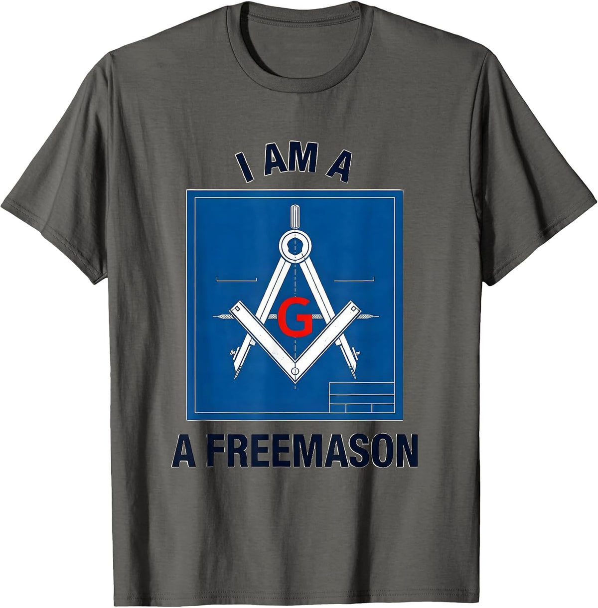 I Am A Freemason Technical Blueprint Masonic Fraternal Pride T-Shirt - Asphalt Grey