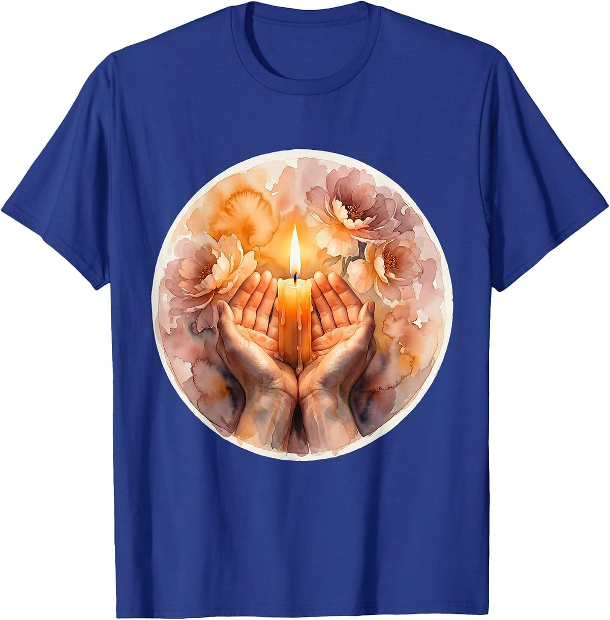 Men's Social Worker Candle Flame Cupped Hand Graphic T-Shirt - Royal Blue