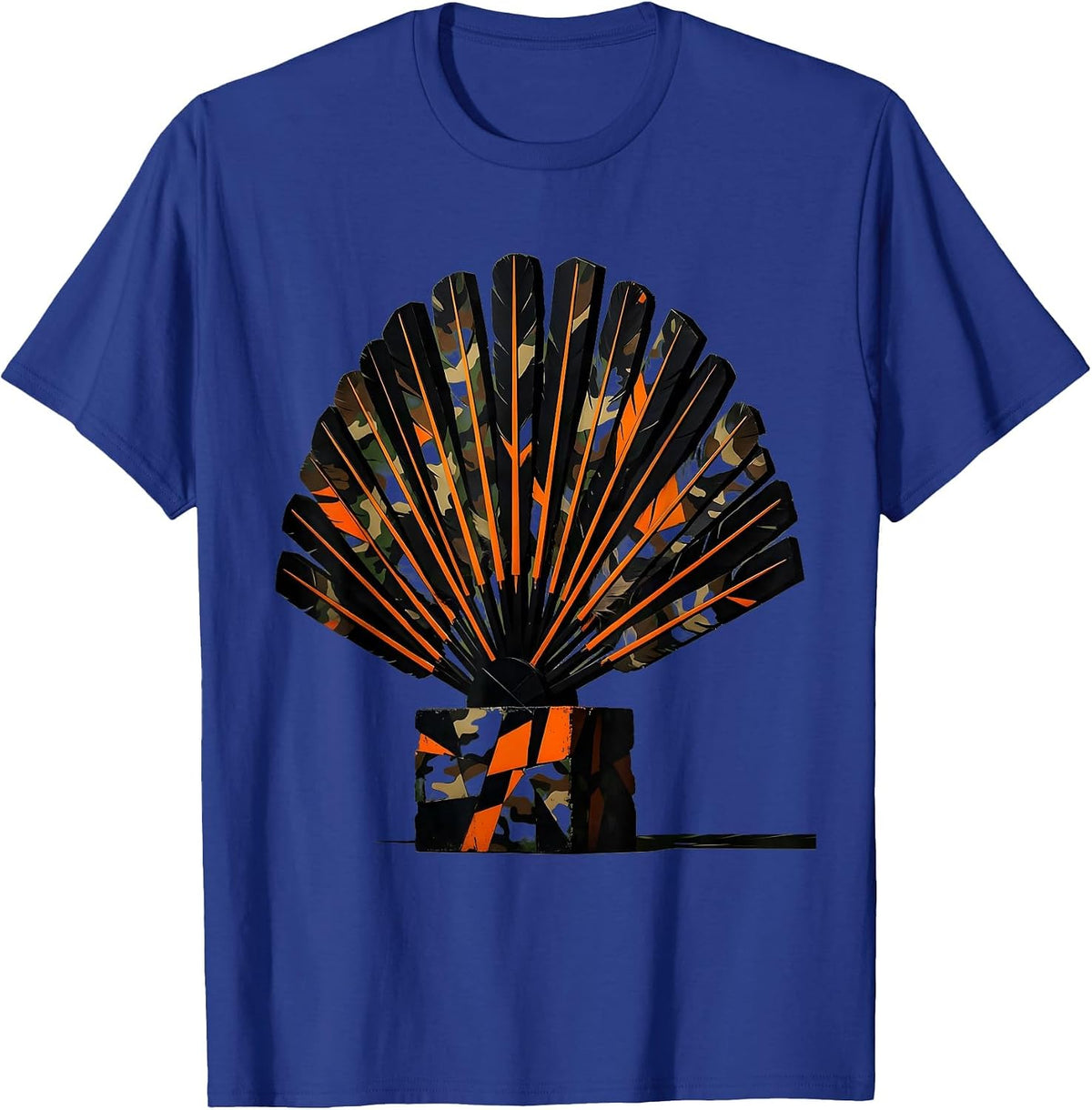 Men's Camo Turkey Feathers Forest Clearing Hunting Design T-Shirt - Royal Blue