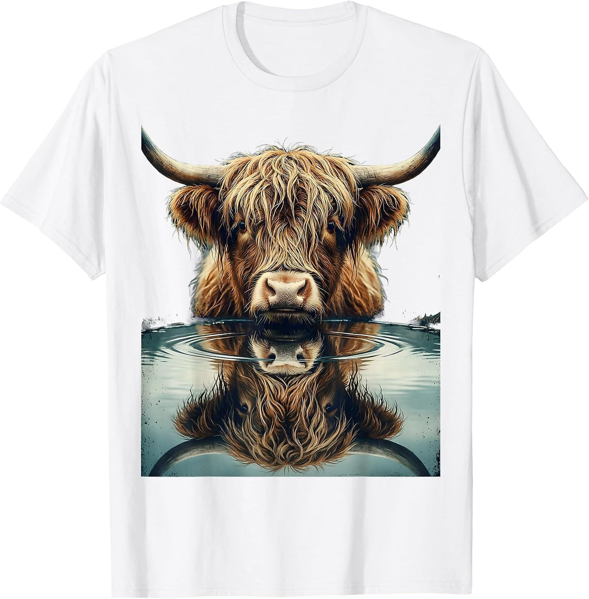 Men's Highland Cow Vintage Farm Animal Humor T-Shirt - White