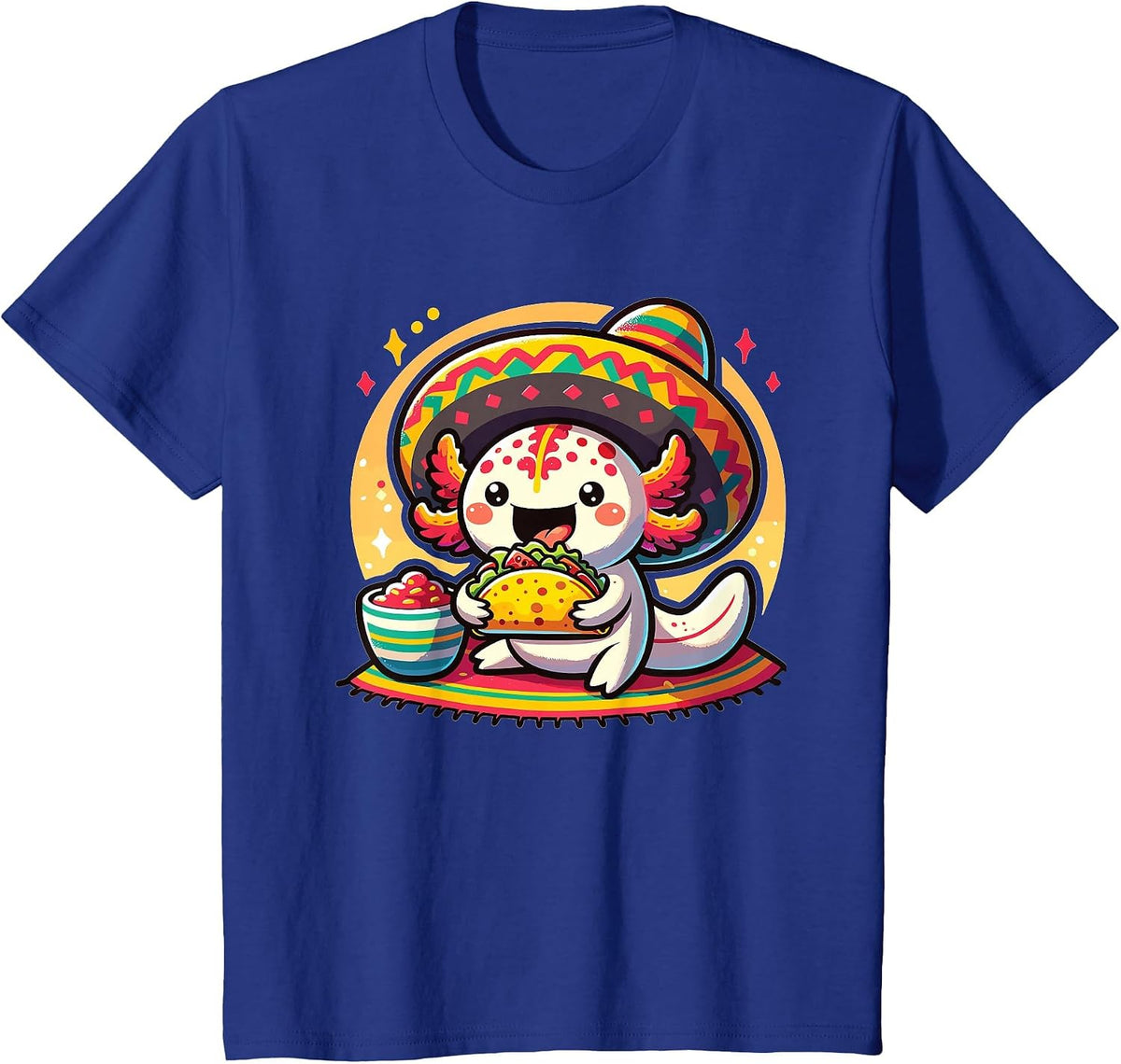 Tacolotl Funny Mexican Axolotl Eats Taco T-Shirt - Royal Blue